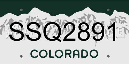 SSQ2891 Colorado License Plate