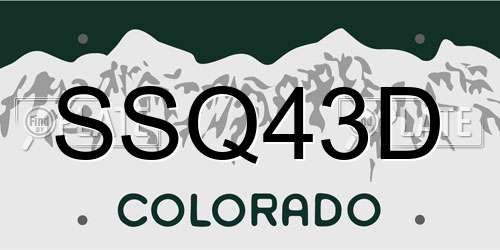 SSQ43D Colorado License Plate