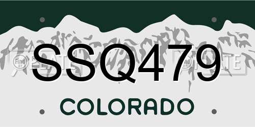 SSQ479 Colorado License Plate