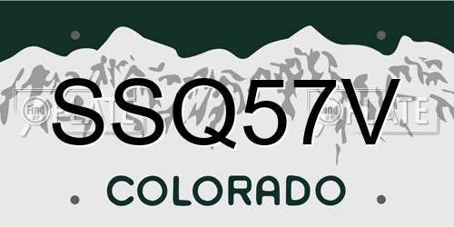 SSQ57V Colorado License Plate