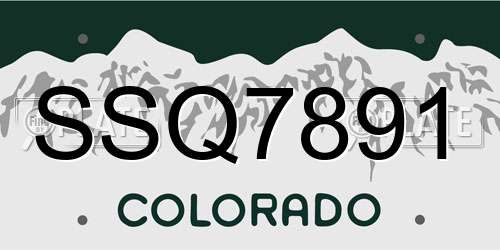 SSQ7891 Colorado License Plate