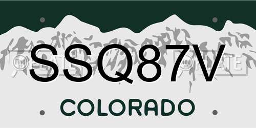 SSQ87V Colorado License Plate