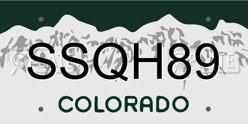 SSQH89 Colorado License Plate