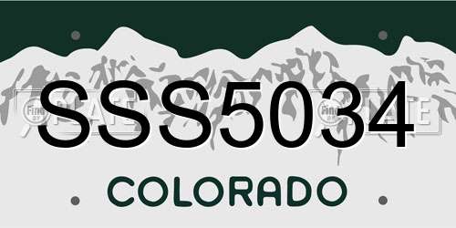 SSS5034 Colorado License Plate