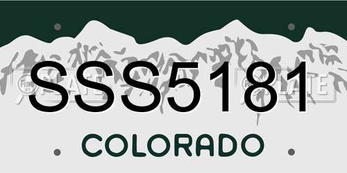 SSS5181 Colorado License Plate