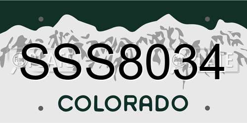 SSS8034 Colorado License Plate