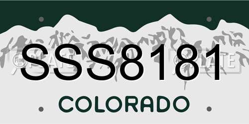 SSS8181 Colorado License Plate