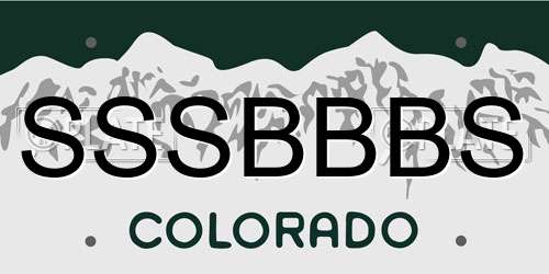 SSSBBBS Colorado License Plate