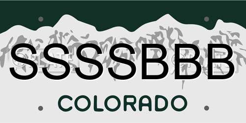 SSSSBBB Colorado License Plate