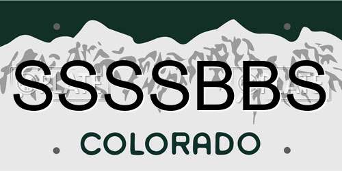 SSSSBBS Colorado License Plate