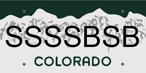 SSSSBSB Colorado License Plate