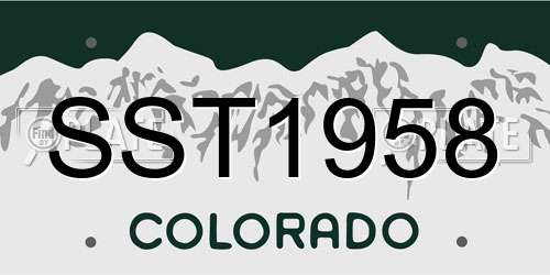 SST1958 Colorado License Plate