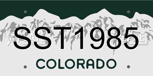 SST1985 Colorado License Plate