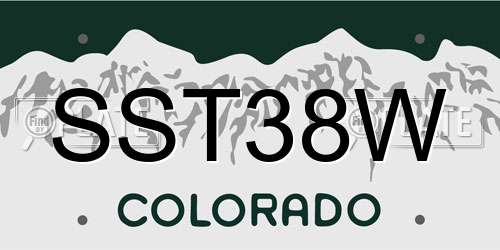 SST38W Colorado License Plate