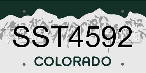 SST4592 Colorado License Plate