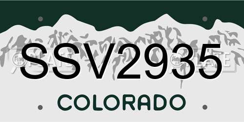 SSV2935 Colorado License Plate