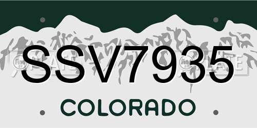 SSV7935 Colorado License Plate
