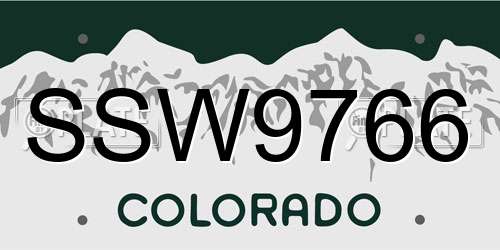 SSW9766 Colorado License Plate