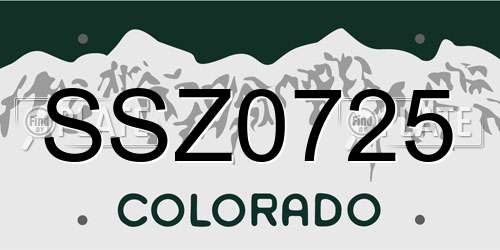 SSZ0725 Colorado License Plate