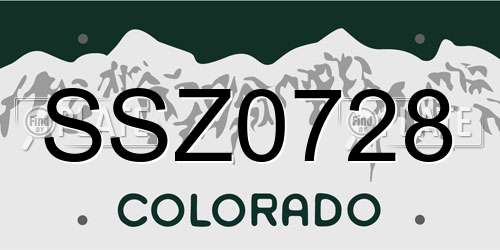 SSZ0728 Colorado License Plate