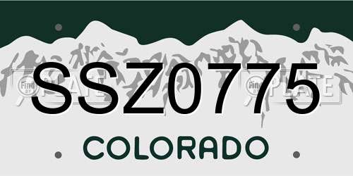 SSZ0775 Colorado License Plate