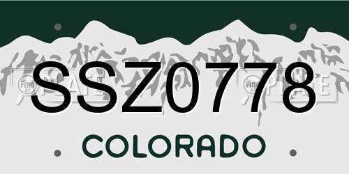 SSZ0778 Colorado License Plate