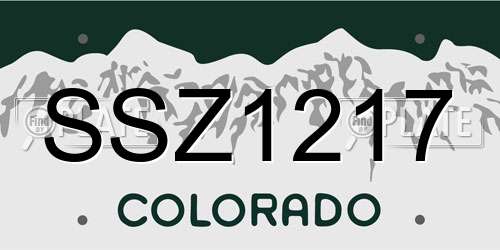 SSZ1217 Colorado License Plate