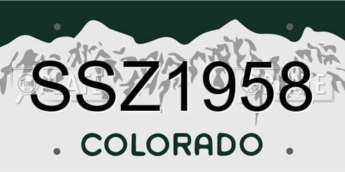 SSZ1958 Colorado License Plate