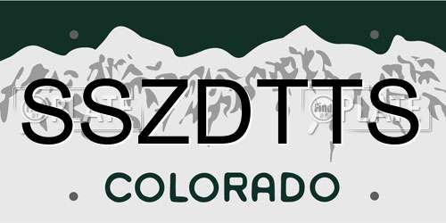 SSZDTTS Colorado License Plate