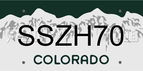 SSZH70 Colorado License Plate