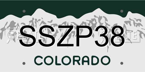 SSZP38 Colorado License Plate