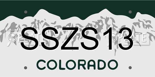 SSZS13 Colorado License Plate