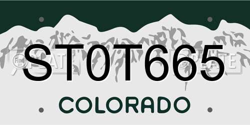 ST0T665 Colorado License Plate