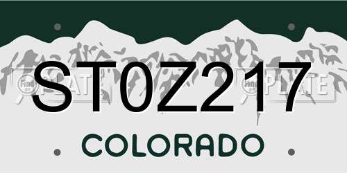 ST0Z217 Colorado License Plate