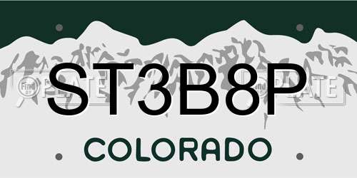 ST3B8P Colorado License Plate