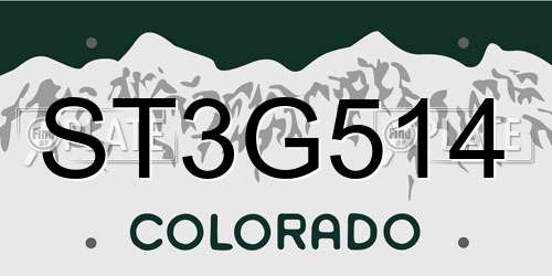 ST3G514 Colorado License Plate
