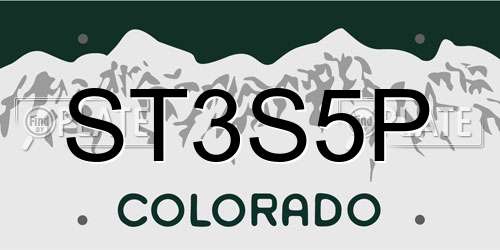 ST3S5P Colorado License Plate