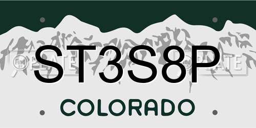 ST3S8P Colorado License Plate