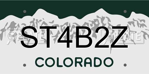 ST4B2Z Colorado License Plate