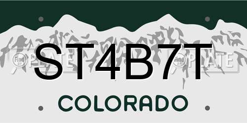 ST4B7T Colorado License Plate
