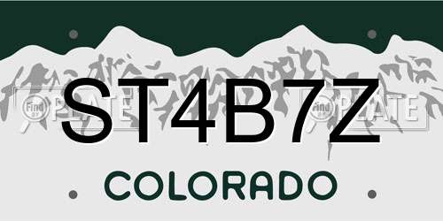 ST4B7Z Colorado License Plate