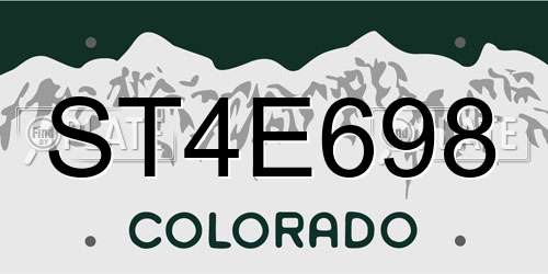 ST4E698 Colorado License Plate