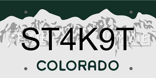 ST4K9T Colorado License Plate