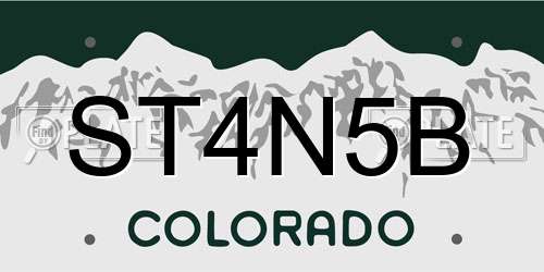 ST4N5B Colorado License Plate