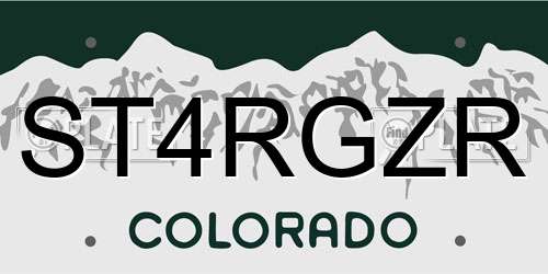 ST4RGZR Colorado License Plate