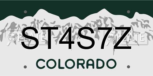 ST4S7Z Colorado License Plate
