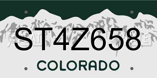 ST4Z658 Colorado License Plate