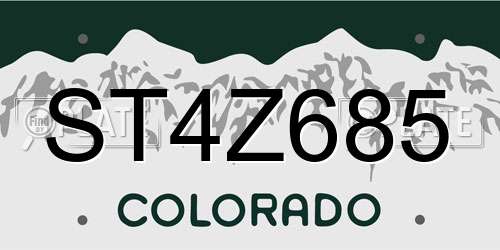 ST4Z685 Colorado License Plate