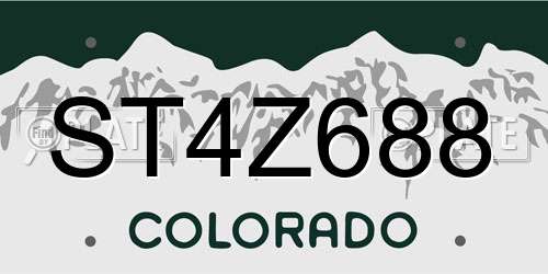 ST4Z688 Colorado License Plate