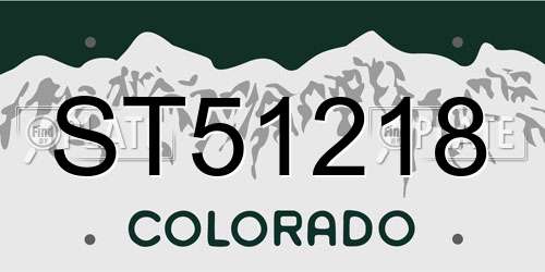 ST51218 Colorado License Plate